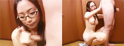 無料エロ動画「メガネ痴女の手コキ☆おしりペッちん！ハァハァ言いながらベロベロちゅっｗ」の紹介画像